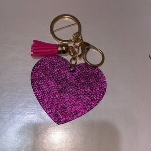 Pink Sparkles Heart Keychain Bagcharm Accessory